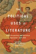 Buchcover von »The Political Uses of Literature«. Eine Reiterfigur sitzt auf einem Pegasus. In der einen Hand hält sie eine Fackel, in der anderen ein aufgeschlagenes Buch mit kyrillischen Buchstaben.