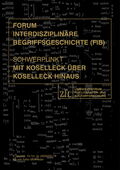 Cover of the FIB issue 13/14.1. Gold lettering on a black background, the title is: Mit Koselleck über Koselleck hinaus.