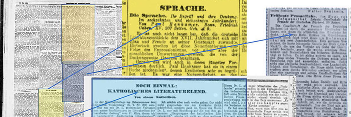 Collage of different newspaper texts