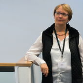 Ulrike Freitag leaning against a balustrade