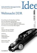 Cover of the Journal for the History of Ideas entitled “Weltmacht DDR” (The GDR as a World Power). Against a white background is a black-and-white image of a car with a flag on the bumper and several passengers wearing fur hats.