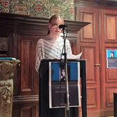 Christina Pareigis reads at the reading desk