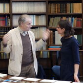 Zwei Workshopteilnehmer im Warburg-Haus Hamburg.