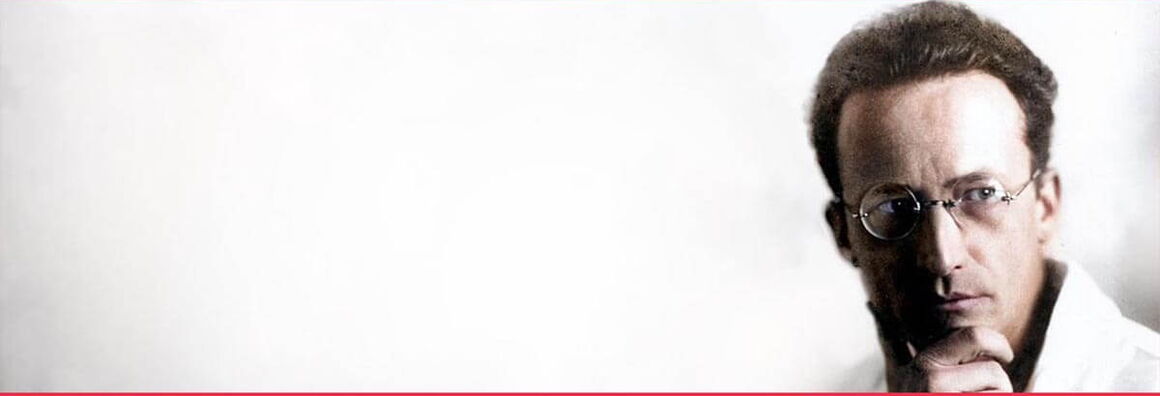 Foto des jungen Erwin Schrödinger mit Hand am Kinn und zur Seite gewendetem Blick.