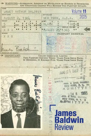 Titelblatt der James Baldwin Review, Ausgabe 11, Nummer 1, aus dem Jahr 2025, mit einem Bild von James Baldwins historischem US-Pass.